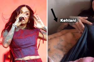 Kehlani performs on stage vs Kehlani's abs