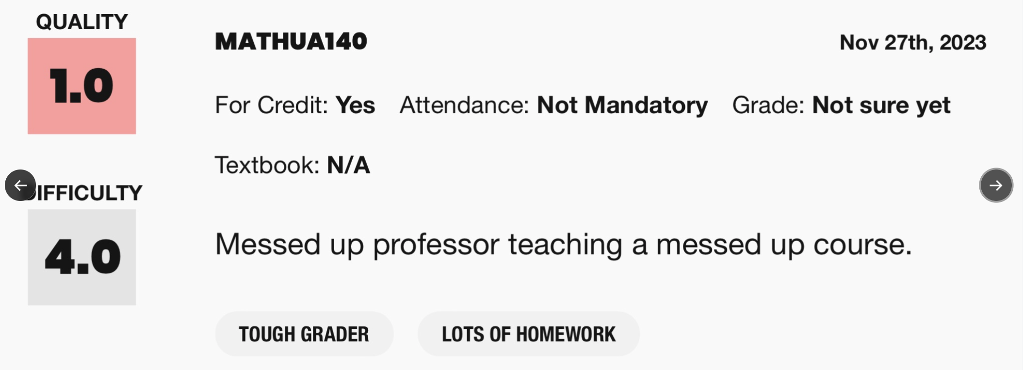 messed up professor teaching a messed up course