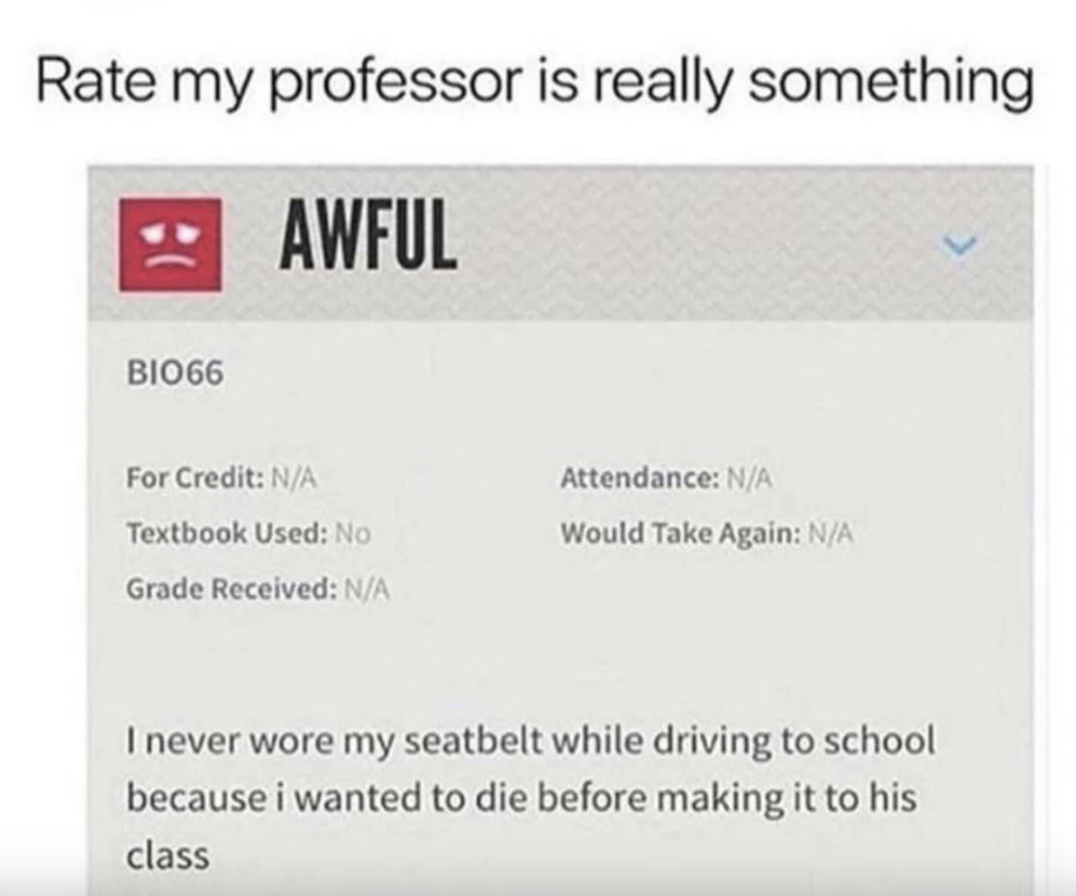 14 Very, Very Honest Rate My Professor Reviews