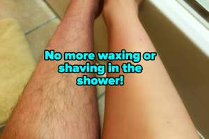 Advertisement for an alternative to waxing or shaving, featuring a pair of legs