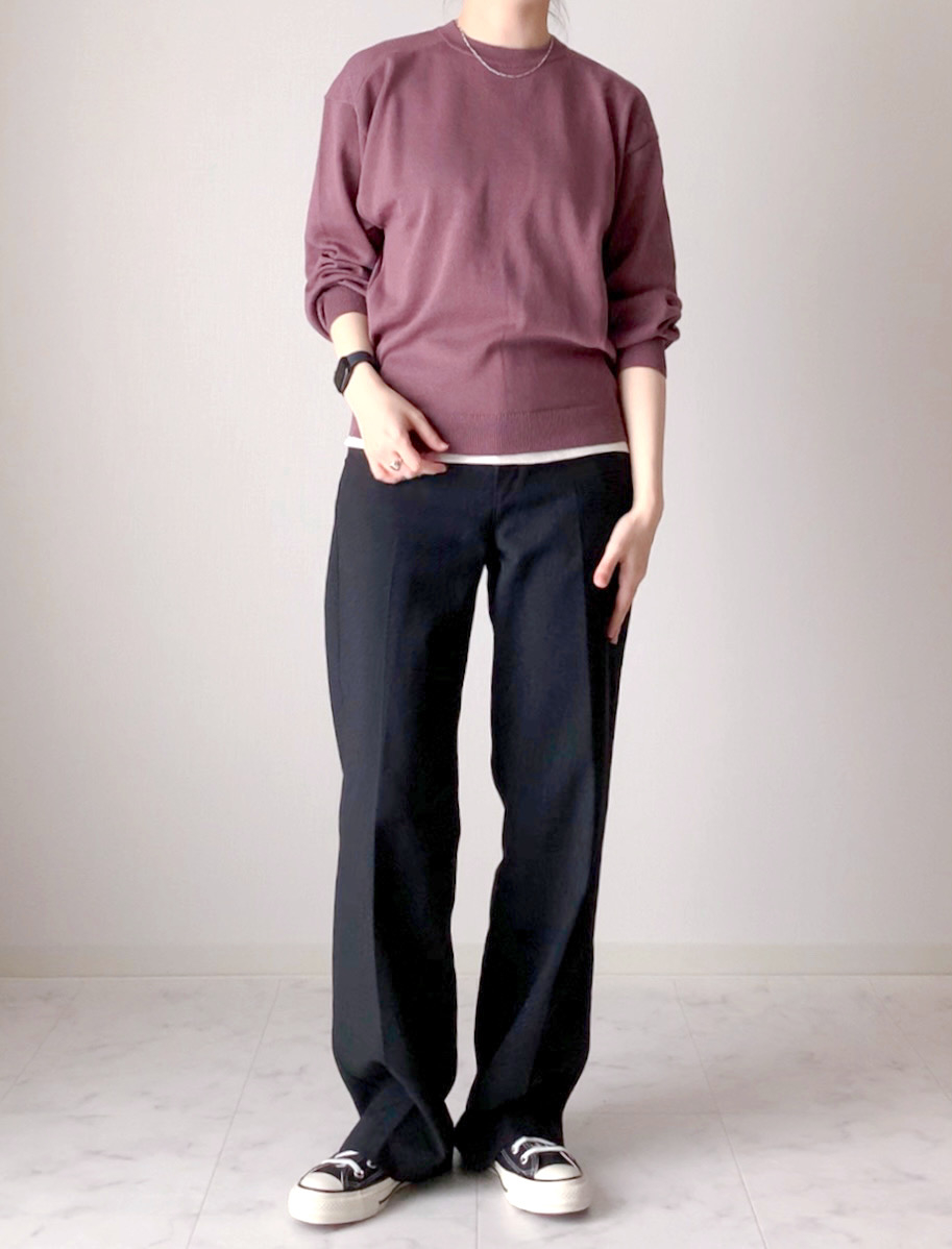 ユニクロのおすすめファッションアイテム「クルーネックワイドスリーブセーター（長袖）」