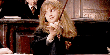 gif of Hermione from Harry Potter films waving a magic wand