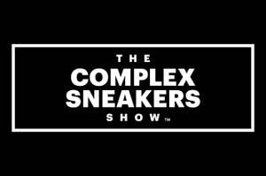Logo of 'The Complex Sneakers Show' with trademark symbol against a black background
