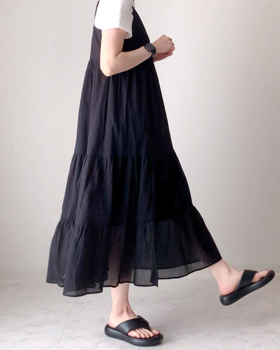 ユニクロのおすすめファッションアイテム「クリンクルコットンキャミソールワンピース(丈標準113.5~124cm)」