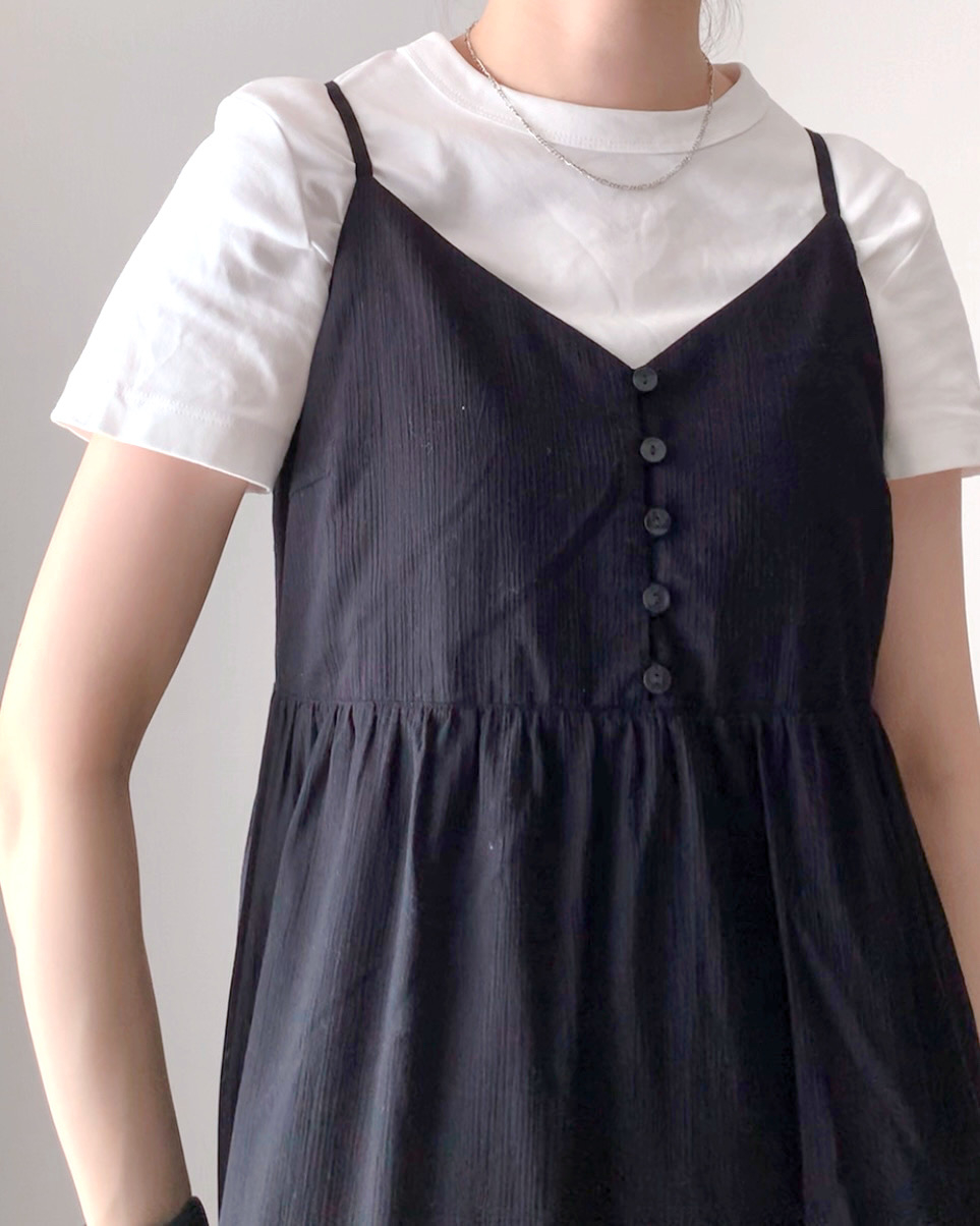 ユニクロのおすすめファッションアイテム「クリンクルコットンキャミソールワンピース(丈標準113.5~124cm)」