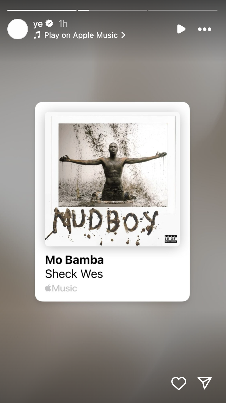 Screenshot of a music album post featuring &quot;Mo Bamba&quot; by Sheck Wes on a streaming platform