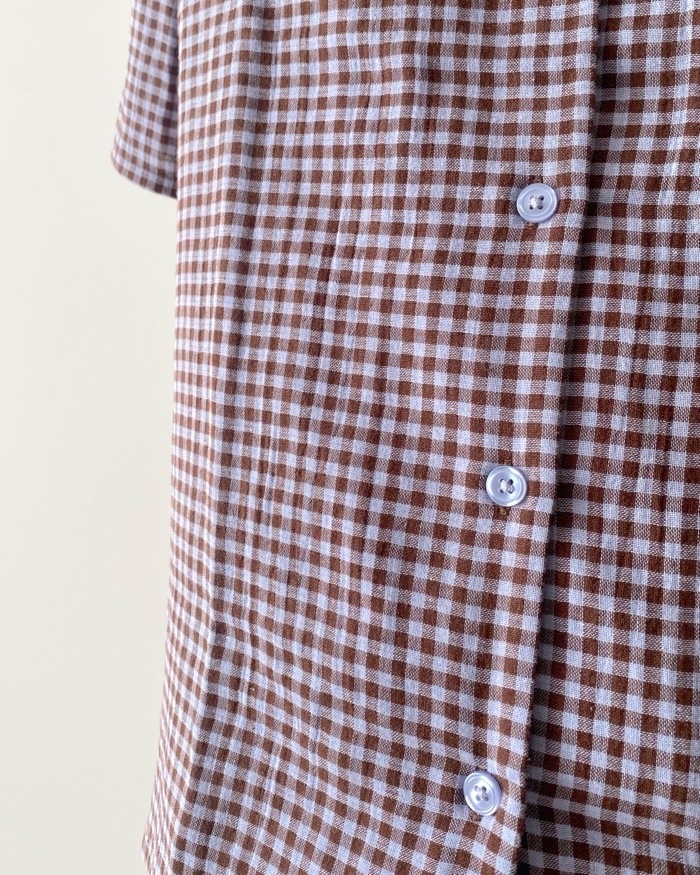 GUのおすすめルームウェア「オーガニックコットンパジャマ(チェック)(半袖&ロングパンツ)」