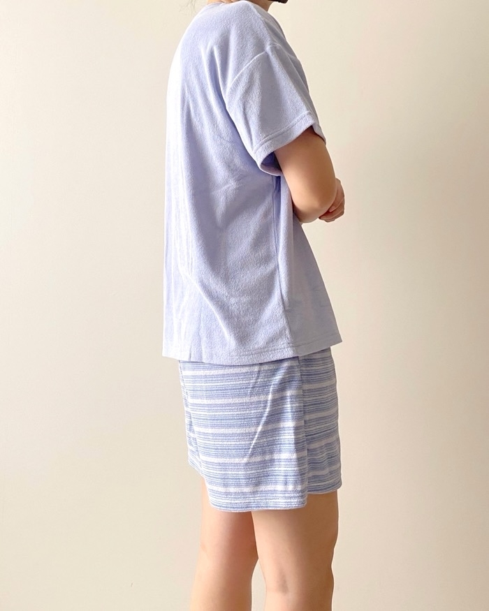 GUのおすすめルームウェア「ソフトパイルラウンジセット（半袖&amp;amp;ショートパンツ）」