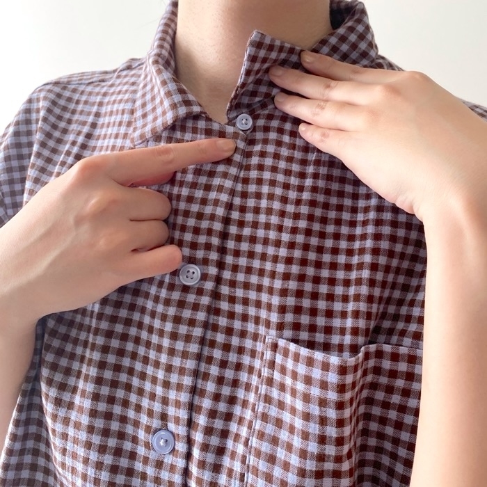 GUのおすすめルームウェア「オーガニックコットンパジャマ(チェック)(半袖&ロングパンツ)」