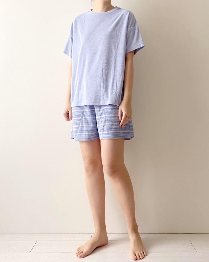 GUのおすすめルームウェア「ソフトパイルラウンジセット(半袖&ショートパンツ)」