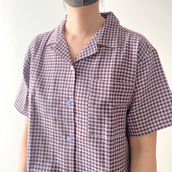 GUのおすすめルームウェア「オーガニックコットンパジャマ(チェック)(半袖&ロングパンツ)」