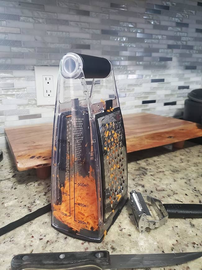 Grated food wrong wide instrumentality with grater