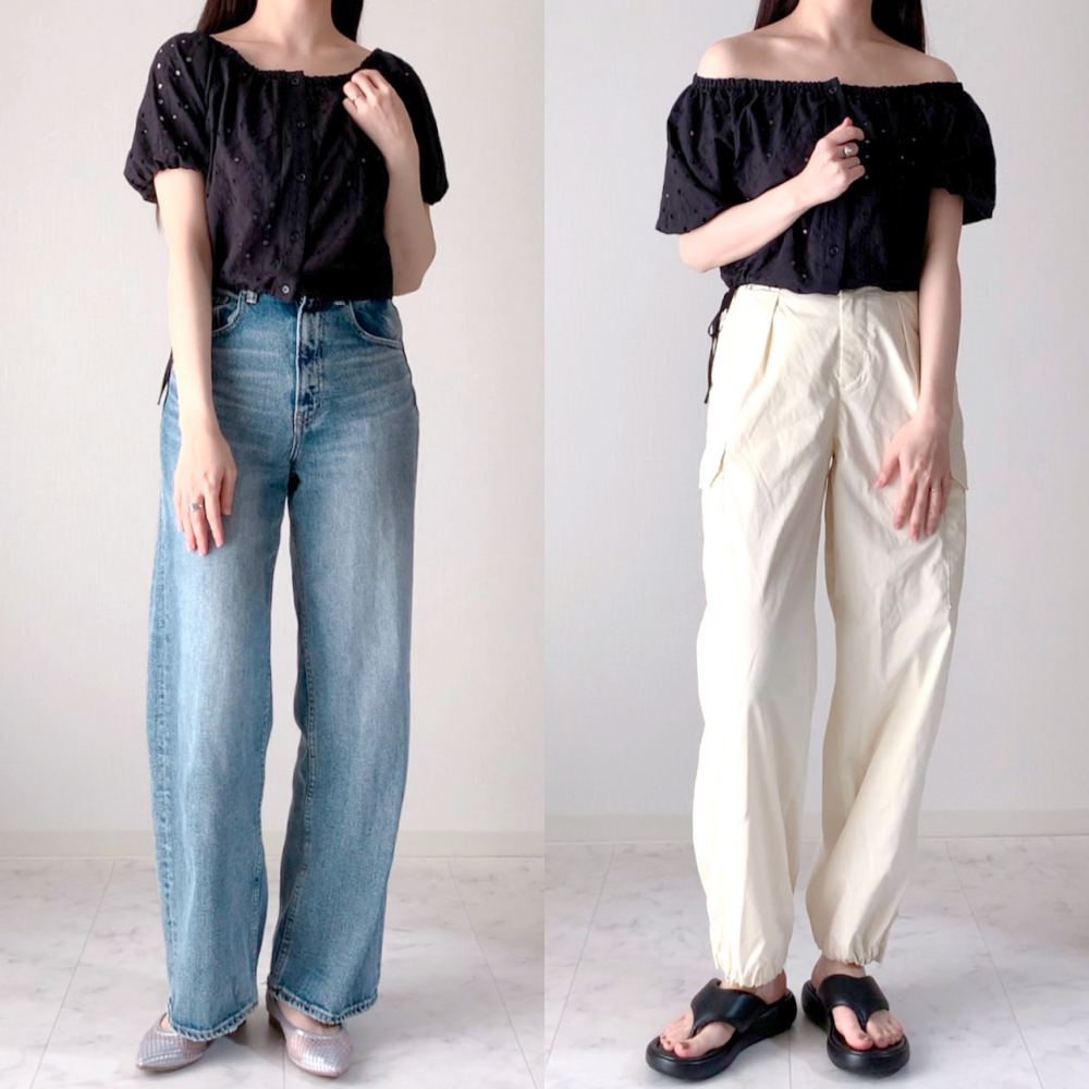 GU(ジーユー)のおすすめトップス「コットンレースクロップドブラウス(半袖)」