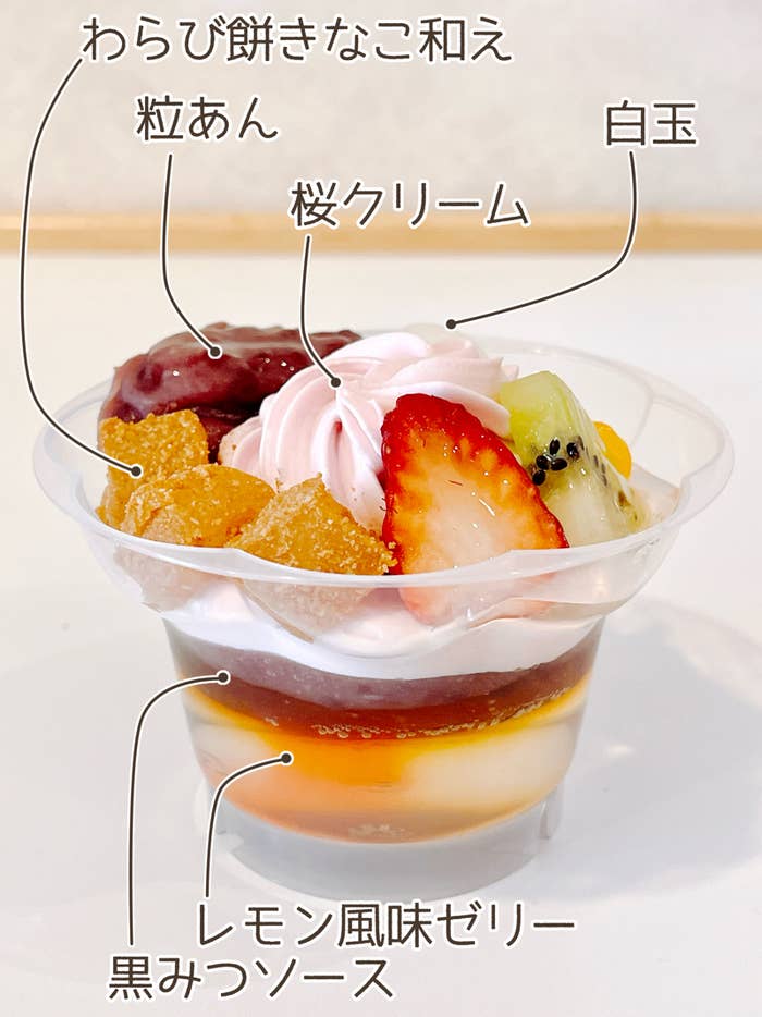 コージーコーナーのおすすめのスイーツ「お花見あんみつパルフェ」