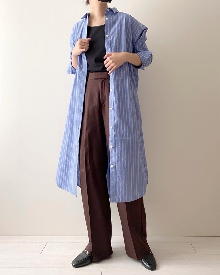 無印良品のおすすめファッション「婦人 洗いざらし ブロードレギュラーカラー長袖ワンピース」