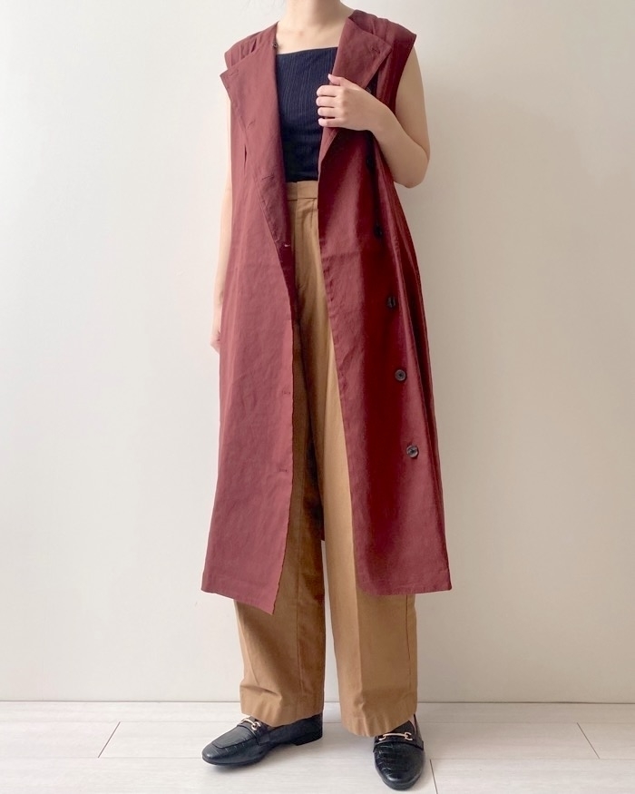 無印良品のおすすめファッション「婦人 ヘンプ混ストレッチ ジレワンピース」