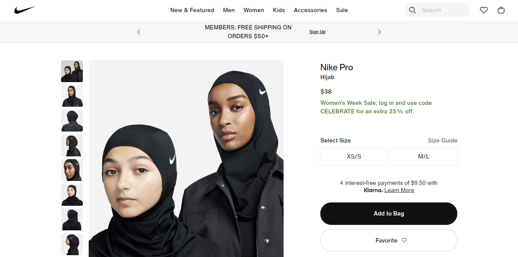 Two models wearing Nike Pro Hijabs posing for a sportswear line