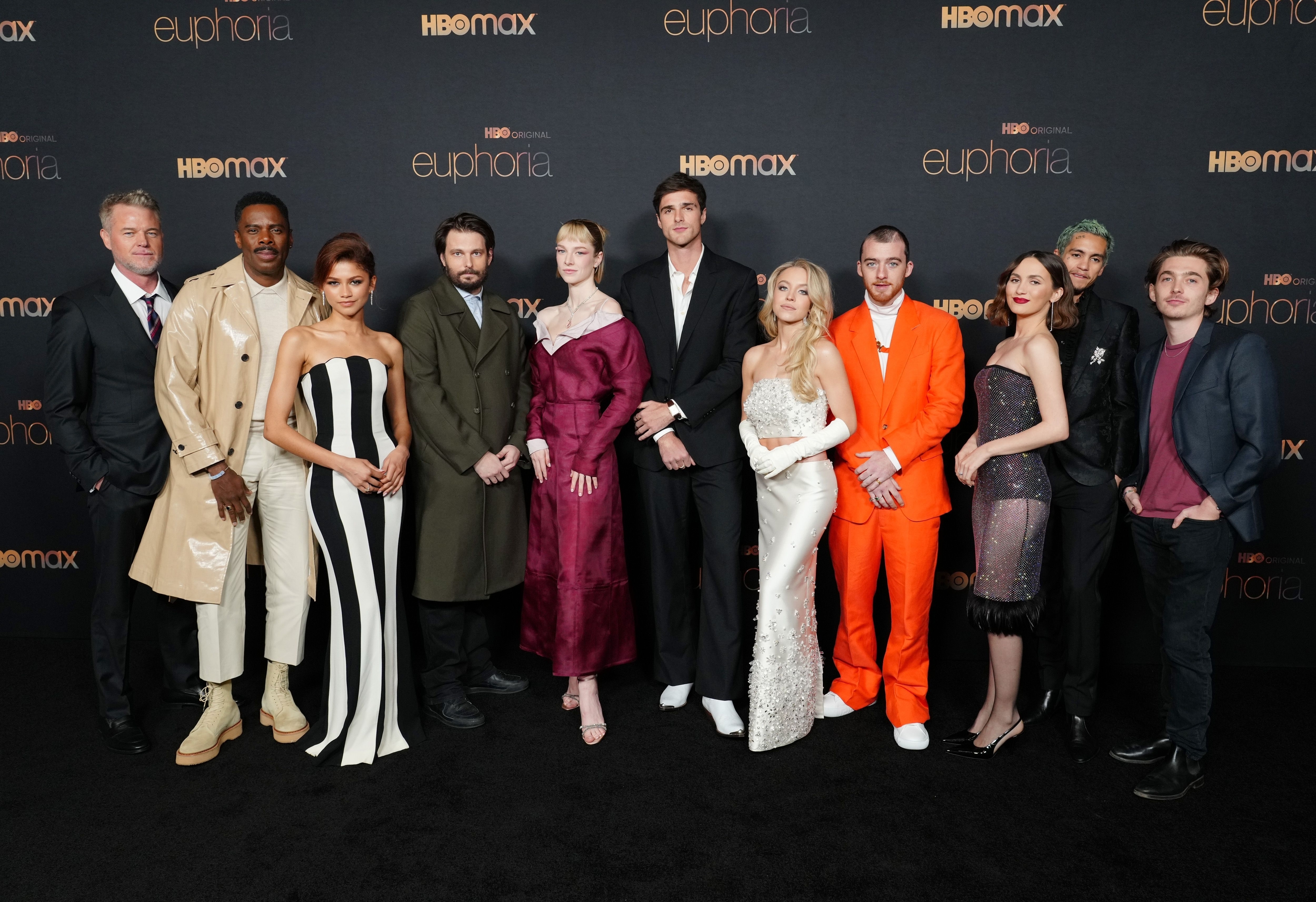 The cast of Euphoria with Sam on the red carpet