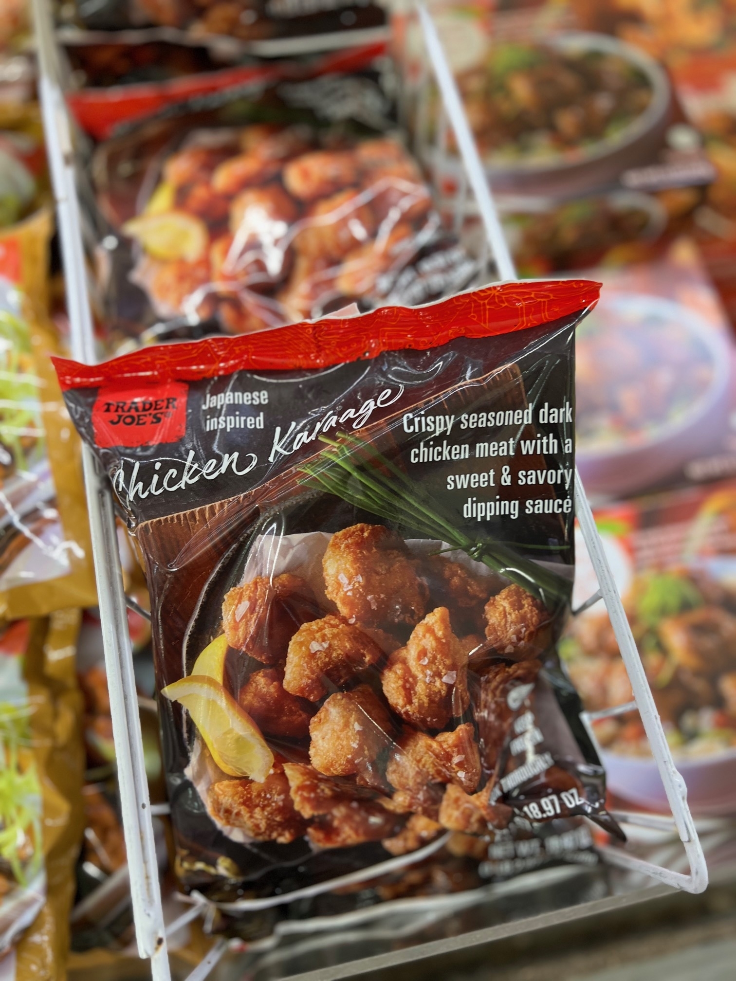 Package of Trader Joe&#x27;s Japanese-inspired Chicken Karaage with description and image of the product visible