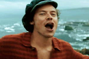 Harry Styles singing by the ocean.