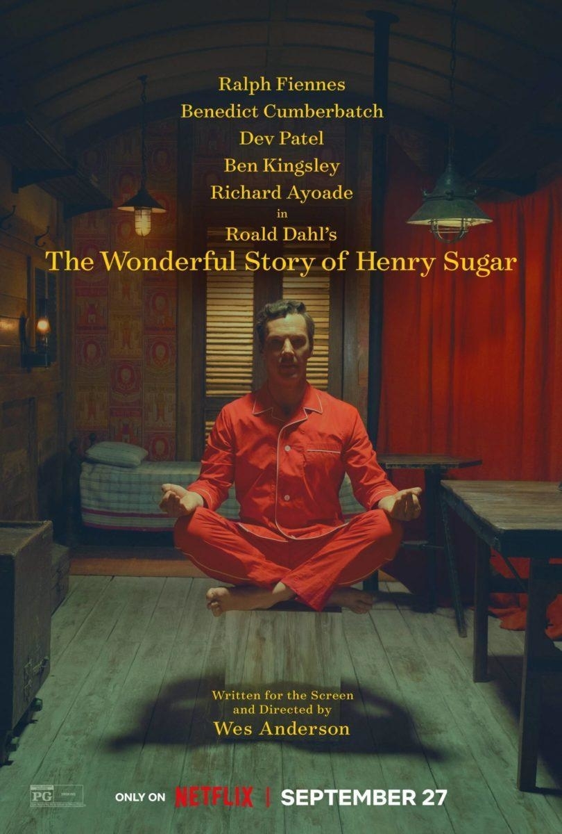 Póster de "The Wonderful Story of Henry Sugar" con Benedict Cumberbatch meditando, fecha de estreno 27 de septiembre, en Netflix