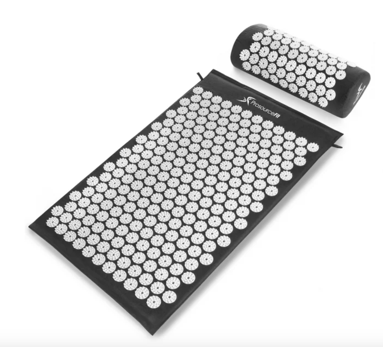 Acupressure mat and pillow set on a white background
