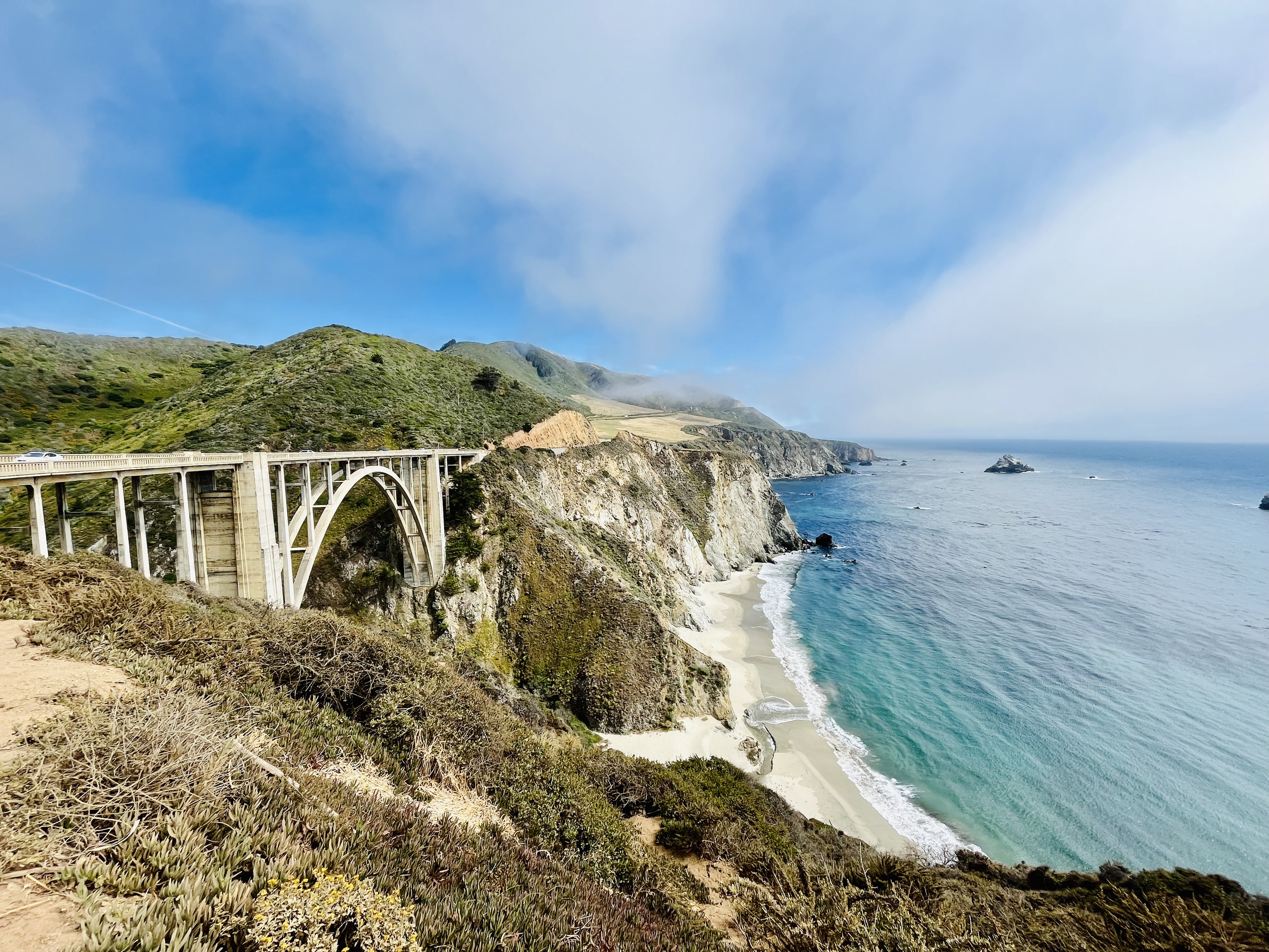 Bixby Bridge on California&#x27;s Pacific Coast Highway with ocean and coastal cliffs