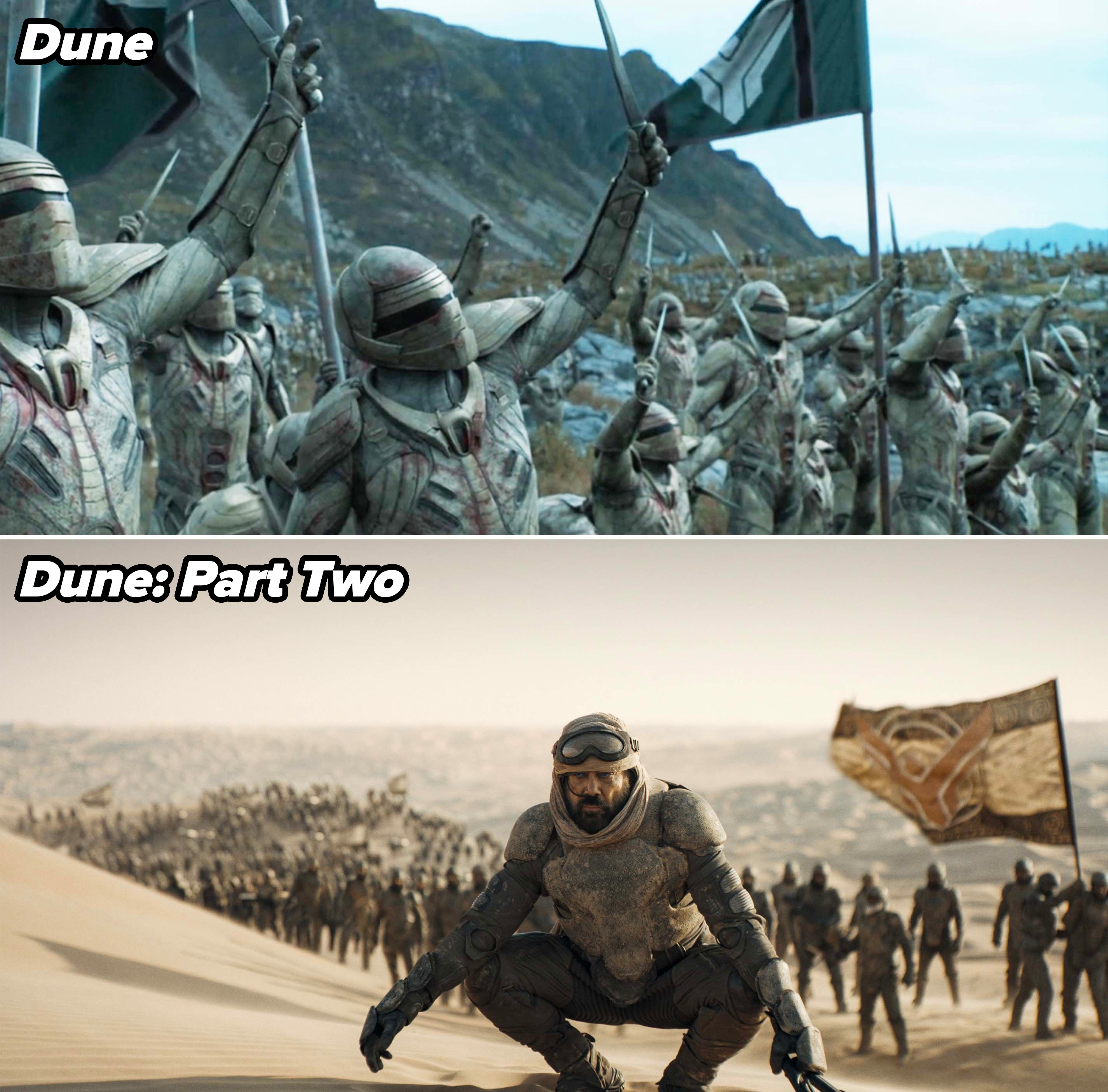 Troops fighting in Dune vs. Stilgar with troops in Dune 2