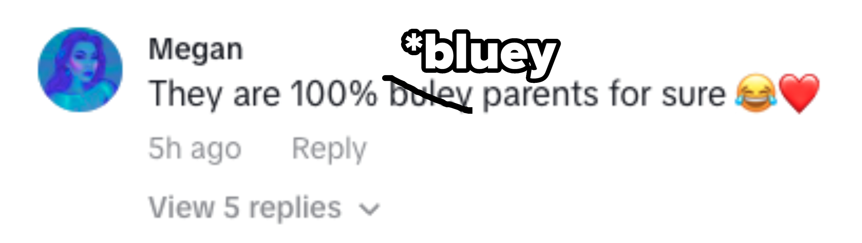 Social media comment praising someone as definite parents, with positive emojis