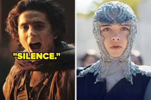 Timothée Chalamet and Florence Pugh in Dune Part Two