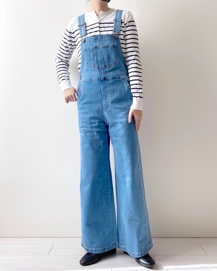 GUのおすすめ楽ちんボトムス「デニムサロペットワイドパンツ」