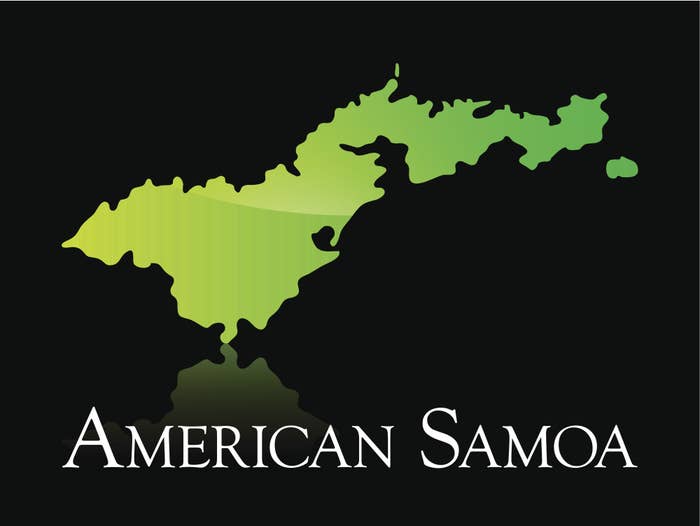 Stylized map of American Samoa with gradient, above the territory&#x27;s name