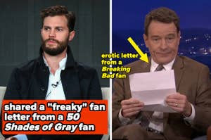 Jamie Dornan in an interview vs Bryan Cranston reads a letter on a show