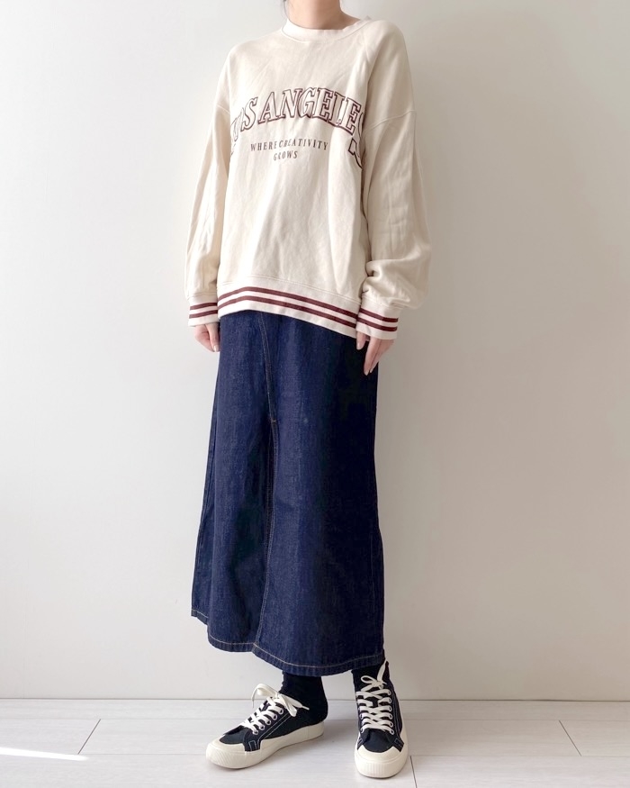 GUのおすすめファッションアイテム「デニムフロントスリットロングスカート(丈標準86.0~93.0cm)」