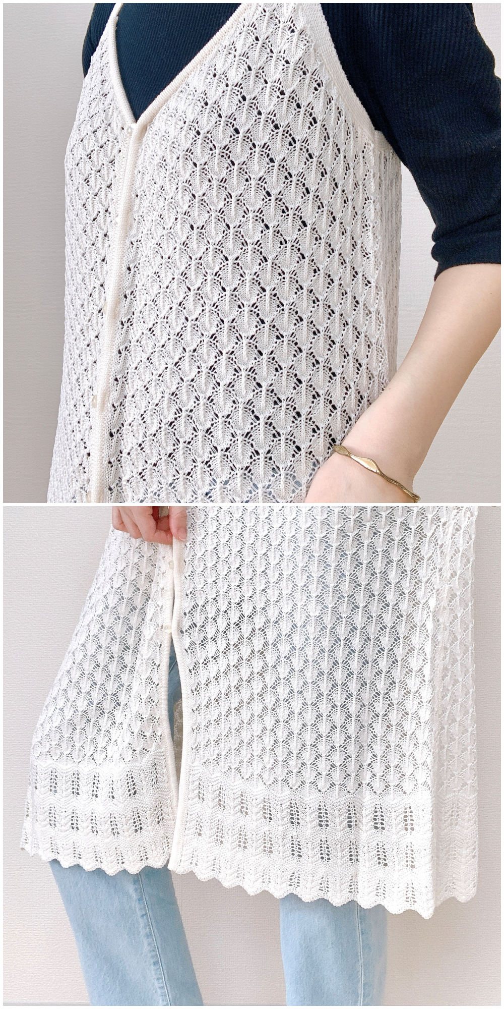 GU(ジーユー)のおすすめのレディースアイテム「透かし編みニットジレ+X」