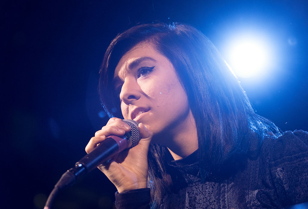 Closeup of Christina Grimmie singing