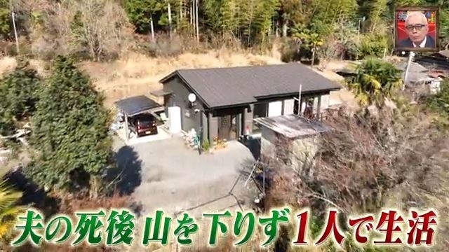 ドローンで撮影した一軒家の上空映像。テキスト「大の芸能人がプロデュースで話題」。