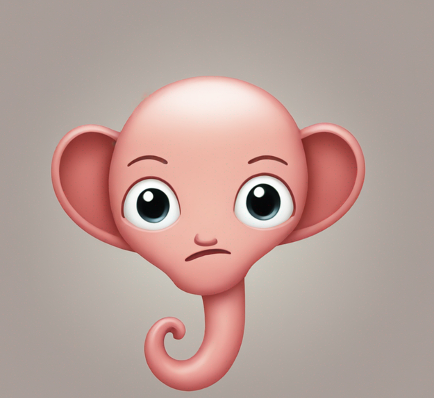 Cartoon figure with large eyes and a curly tail