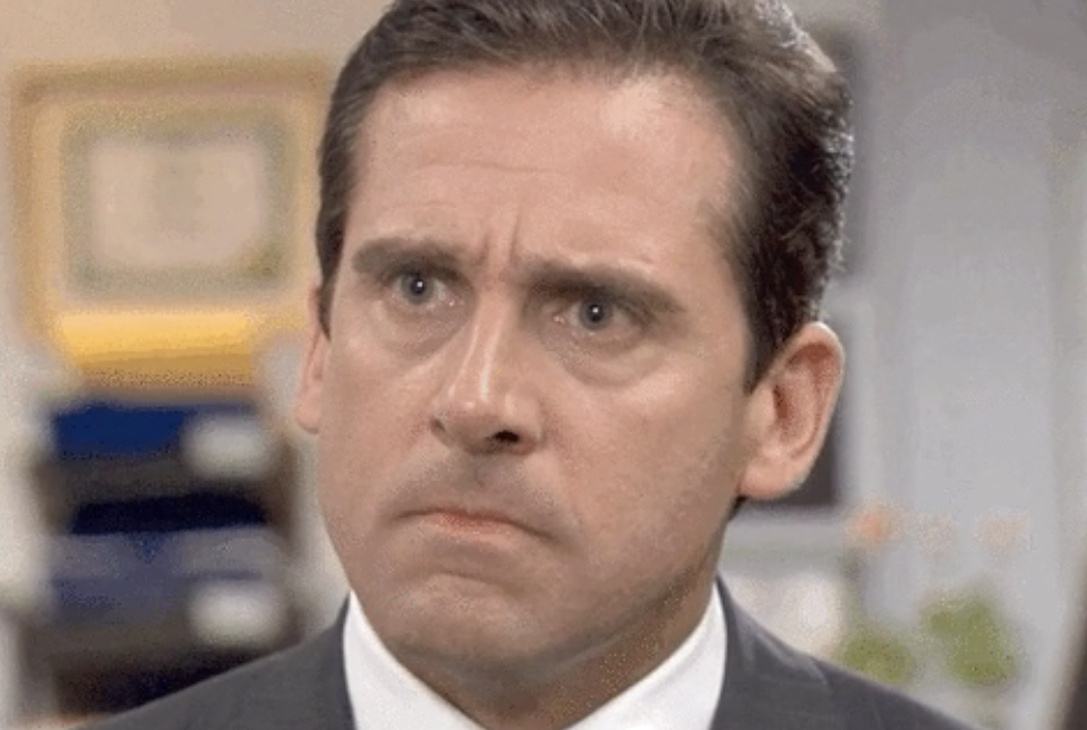 Michael Scott from The Office with a concerned expression