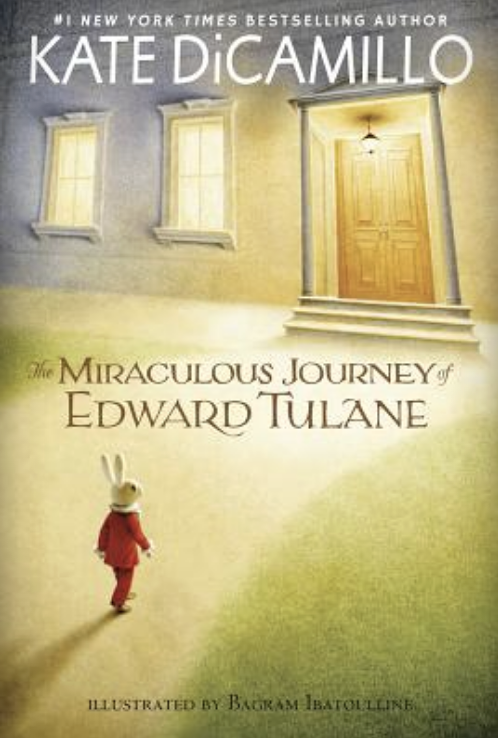 Book cover of &#x27;The Miraculous Journey of Edward Tulane&#x27; by Kate DiCamillo with an illustration of a toy rabbit