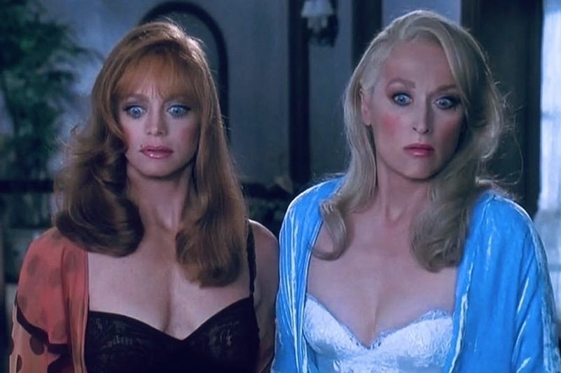 Madeline Ashton and Helen Sharp in fancy dresses, from the film &quot;Death Becomes Her&quot;