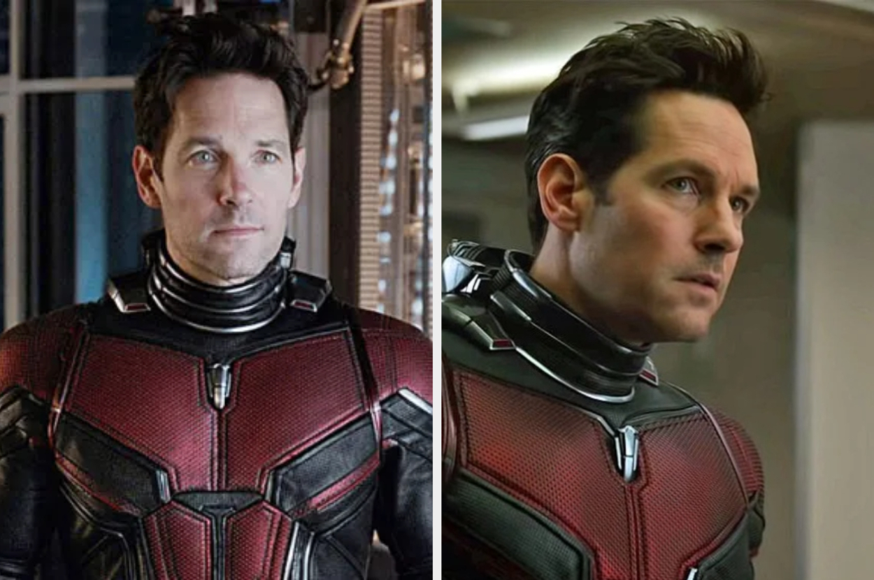 Paul Rudd as Ant-Man in a suit with the helmet off