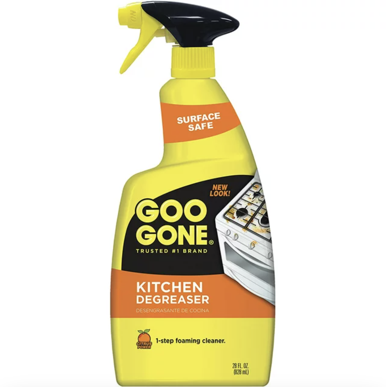 Bottle of Goo Gone Kitchen Degreaser with spray nozzle