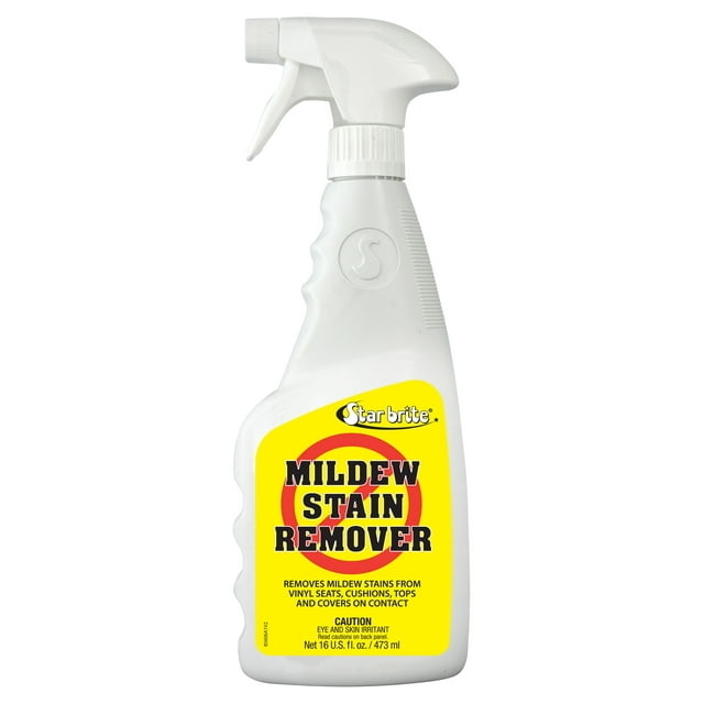 A bottle of Star brite Mildew Stain Remover against a white background