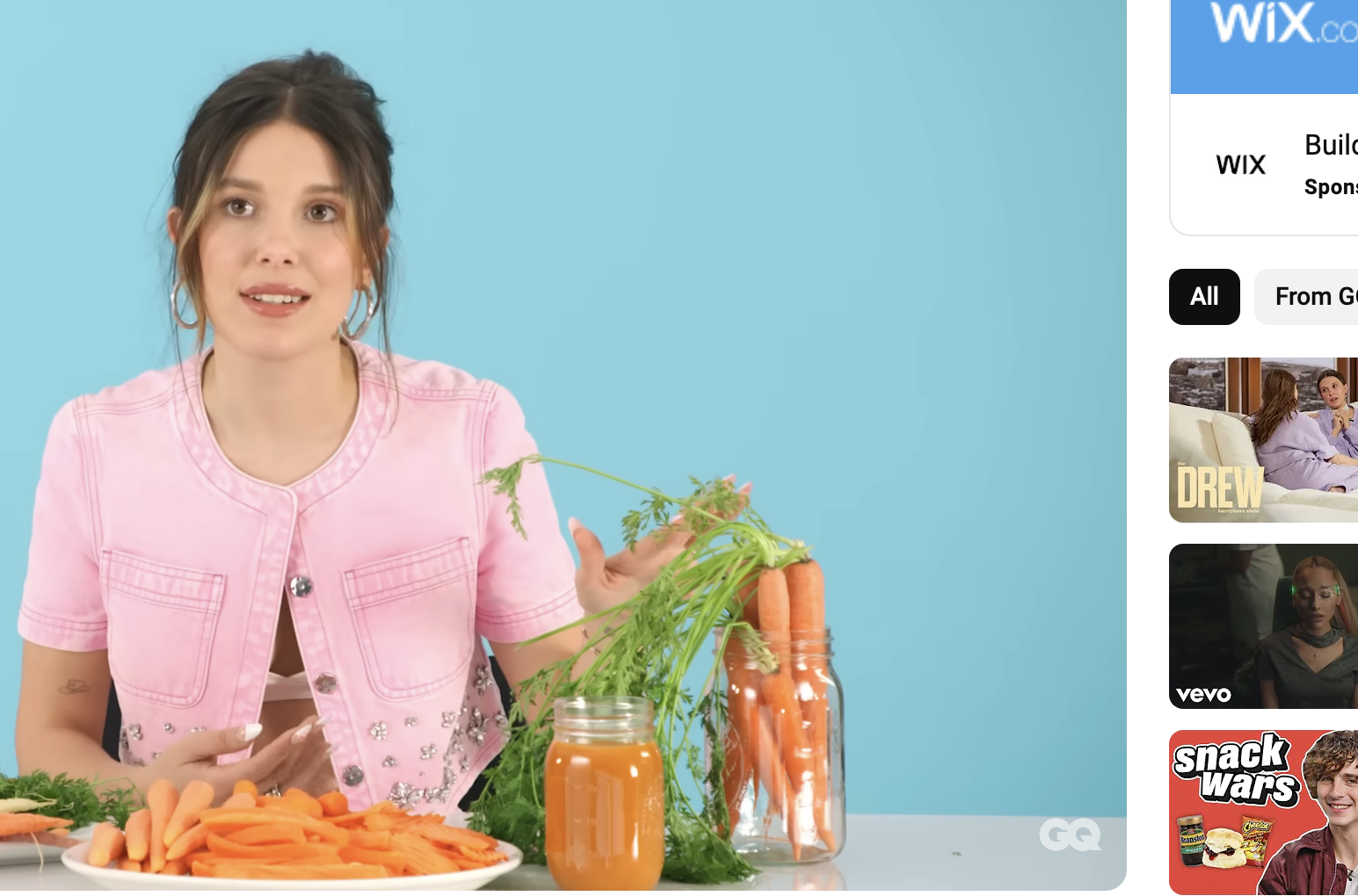 Millie from the YouTube video with carrots in various containers