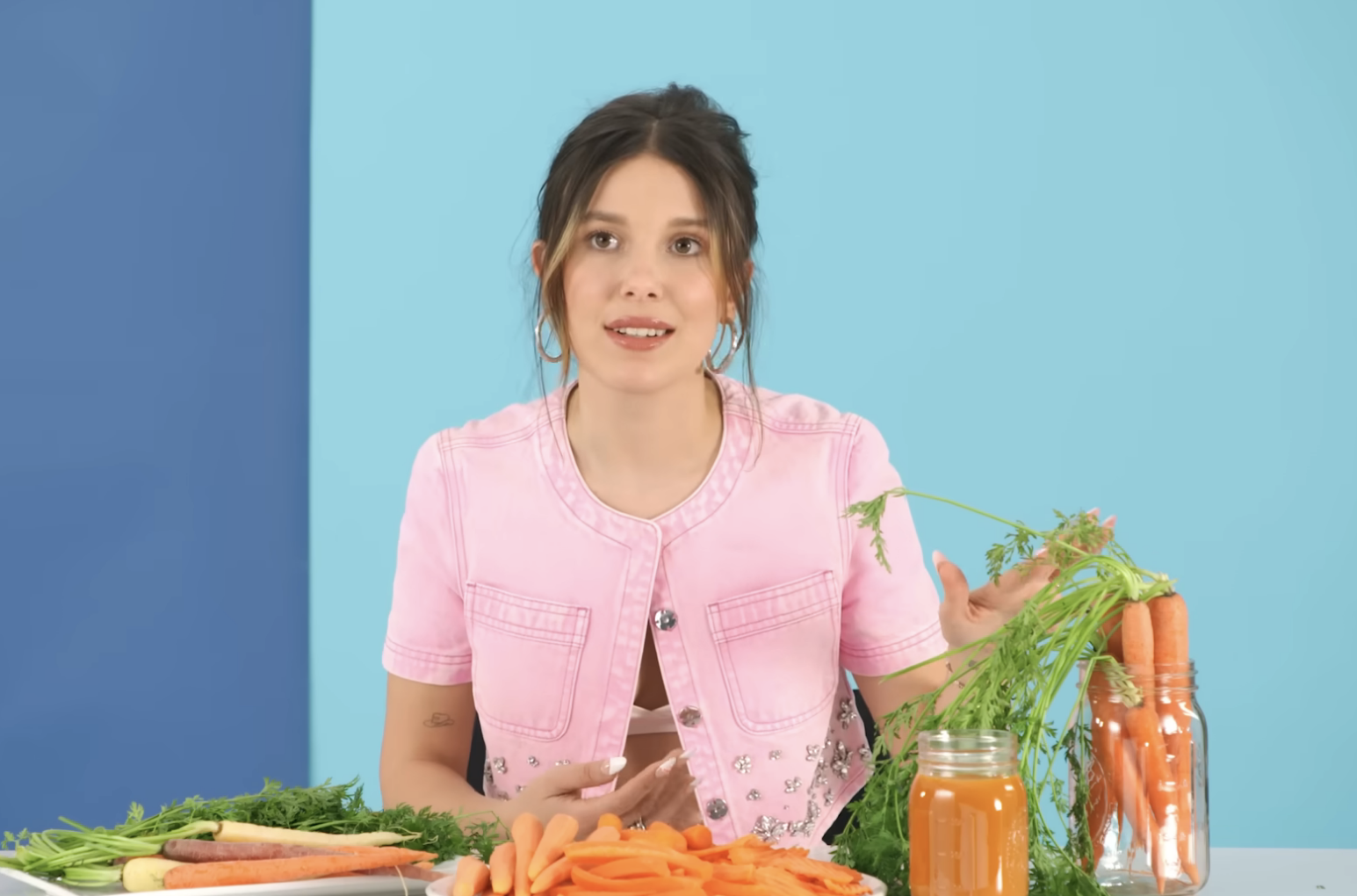 Millie from the YouTube video with carrots in various containers