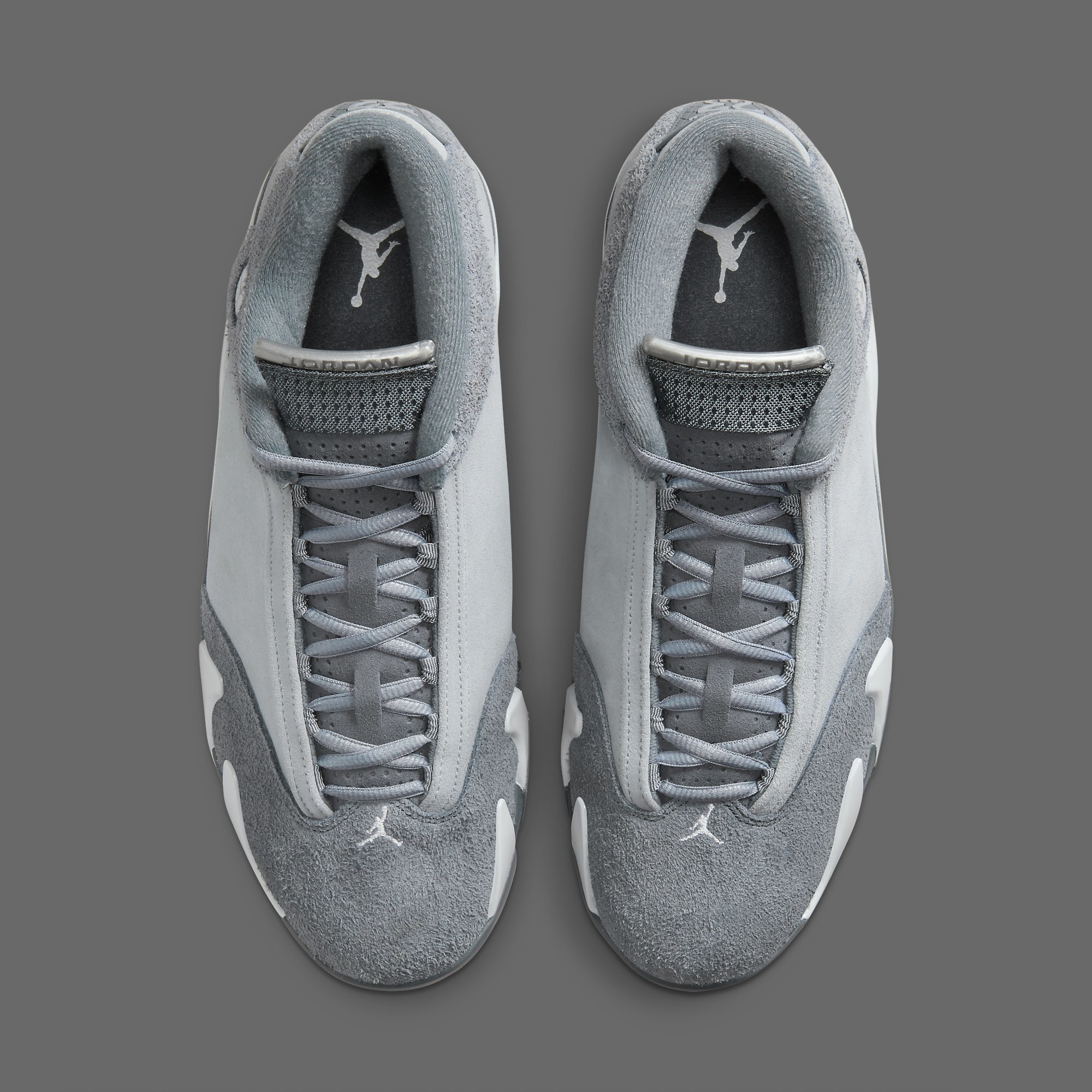 Jordan 14 best sale grey suede