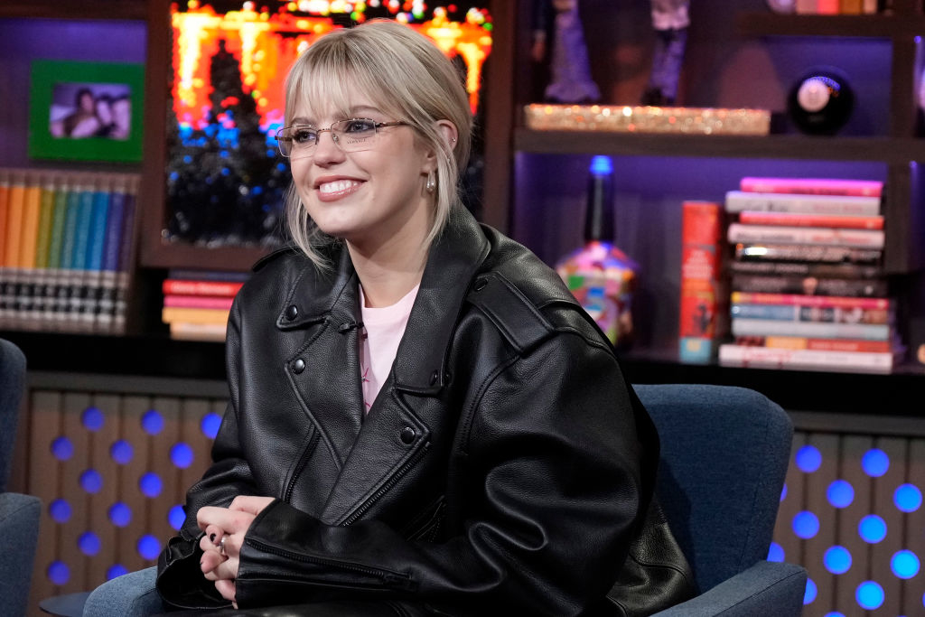 renee sitting for an interview wearing a leather jacket