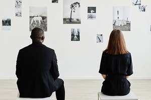 two people in an art gallery