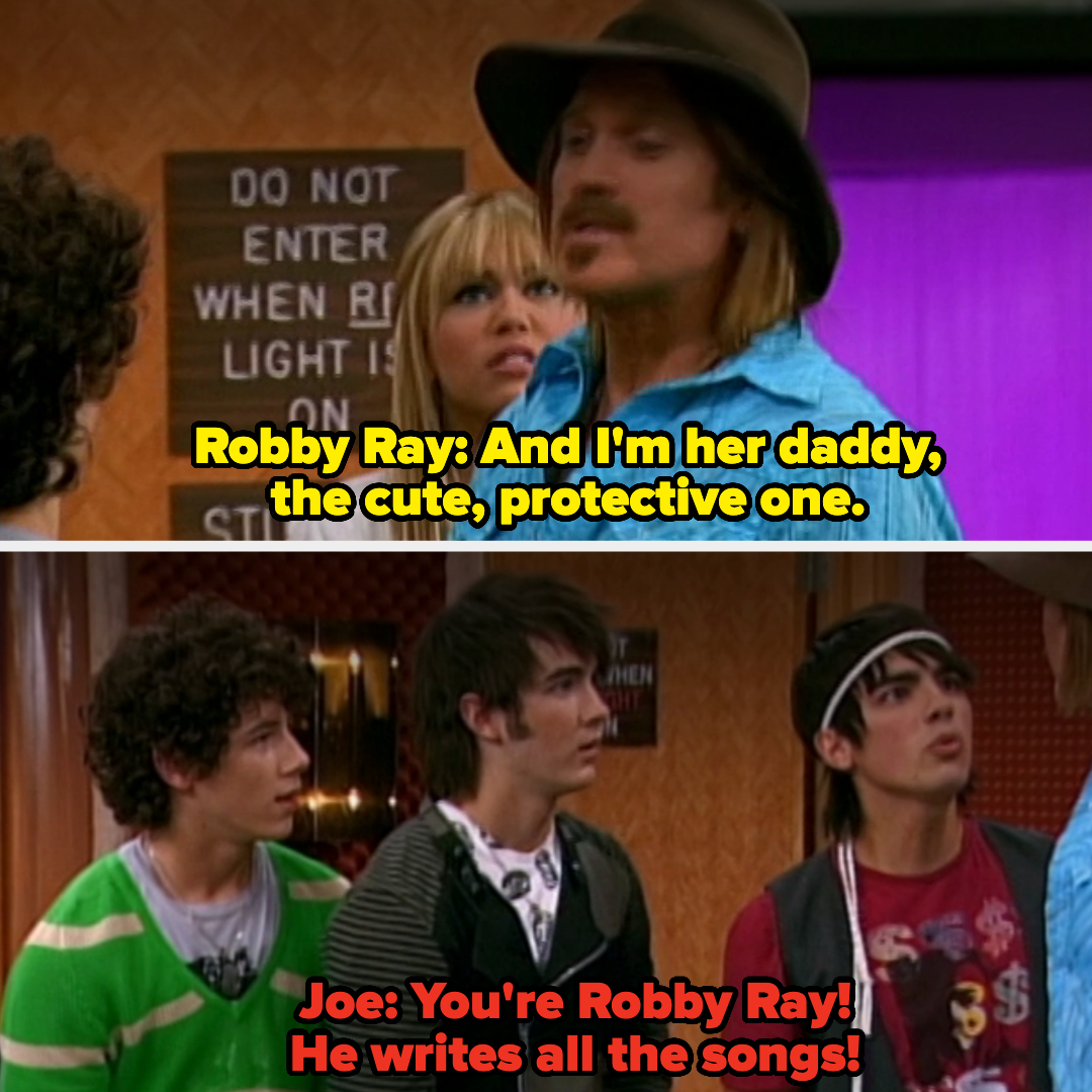 Robby Ray introduces himself as Hannah Montana&#x27;s dad, and the Jonas Brothers recognize him